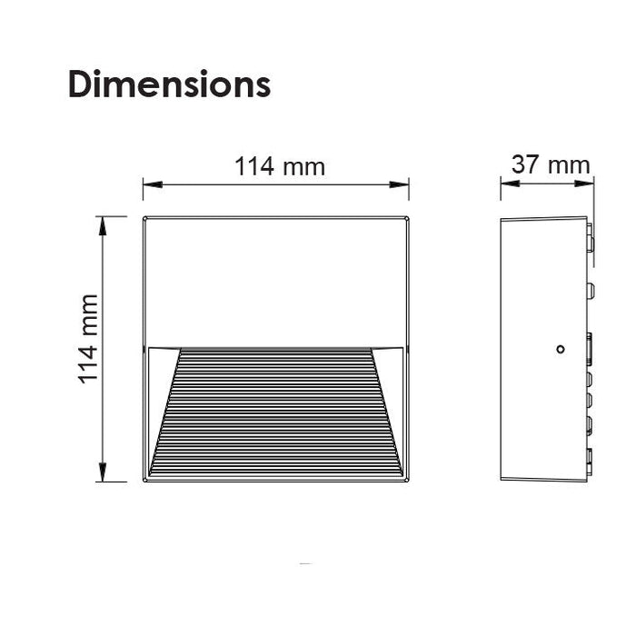 Buy Outdoor Step Lights Australia ALTONA Square LED Outdoor Step Light 5W Matt Black Aluminium 5000K - SE7358NDL/BK