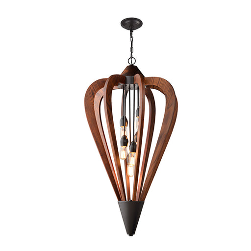 Buy Pendant Lights Australia SENORITA Tuscan Coffee Cherry Wood 6 Light Pendant Large - SENORITA3