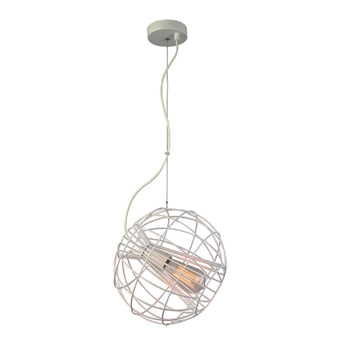 Buy Pendant Lights Australia SENTINEL Modern Round Cage 1 Light Pendant White - SENTINEL2