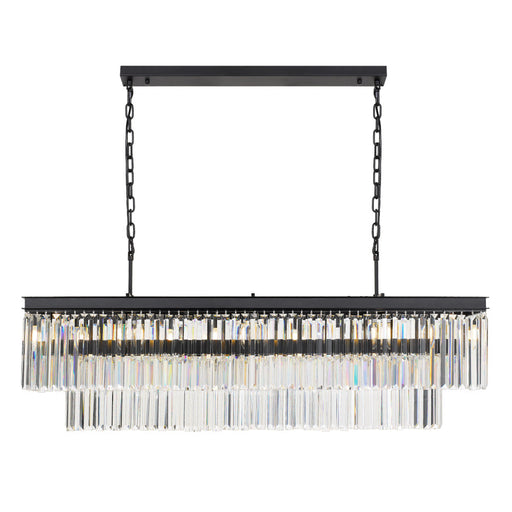 Buy Island Pendant Lights Australia Serene 13 Light Pendant Rectangular 1200mm Antique Black & Crystals - SERENE PE13-BK