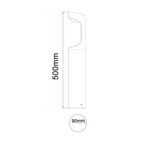 Buy Bollard Lights Australia SETH Exterior LED Bollard Light Black 9W 3000K IP54 500mm - SETH3
