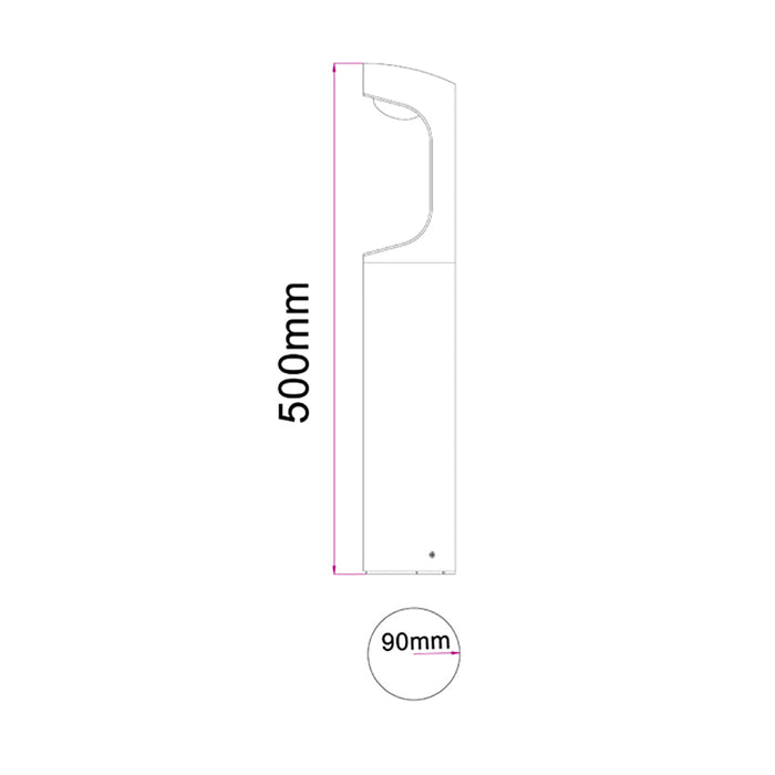 Buy Bollard Lights Australia SETH Exterior LED Bollard Light Black 9W 3000K IP54 500mm - SETH3