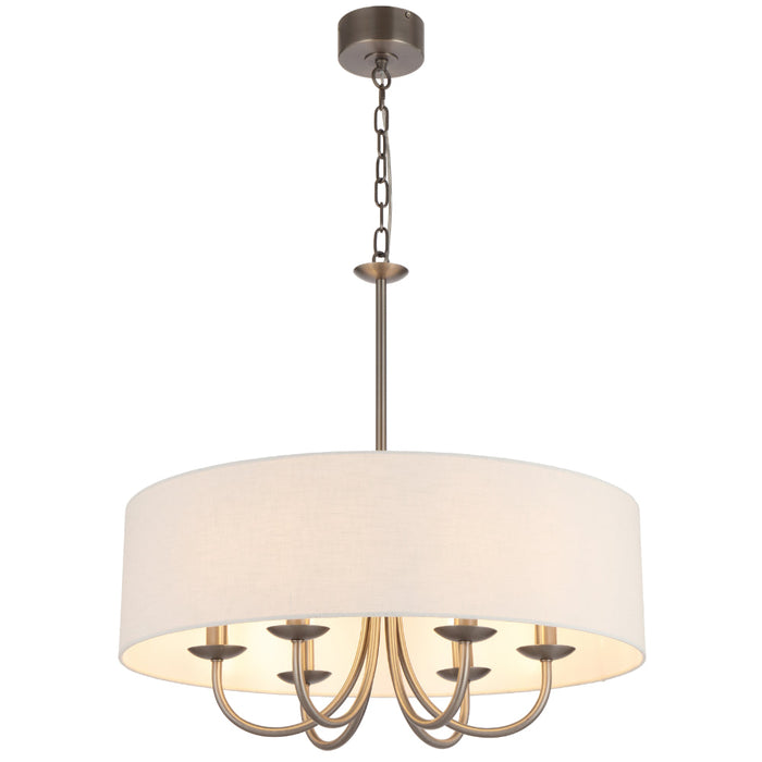 Shiorn 6 Light Pendant Light Nickel & Ivory - SHIRON PE6-NKIV