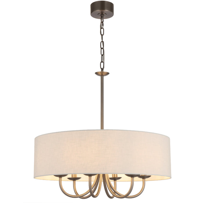 Shiorn 6 Light Pendant Light Nickel & Ivory - SHIRON PE6-NKIV