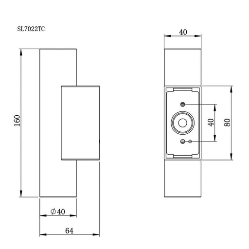 Buy Up / Down Wall Lights Australia NEW BRONTE Up / Down Wall Lights 316 Stainless Steel 3CCT - SL7022TC/SLS