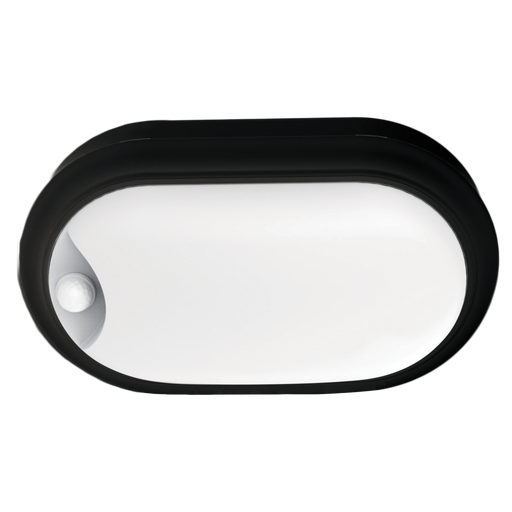 Buy LED Bunker Lights Australia Oval LED Bunker Light With Sensor Black Polycarbonate 3CCT - SL7271TC/BK/S