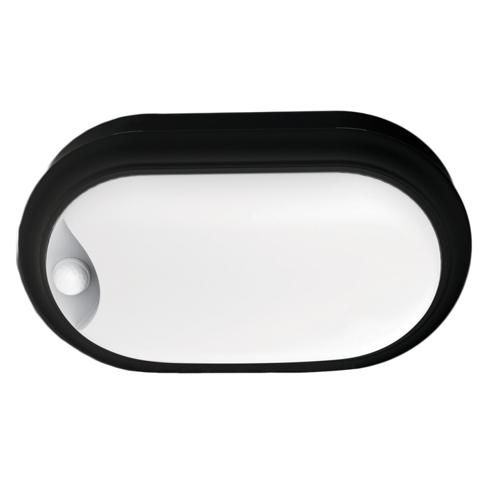 Buy LED Bunker Lights Australia Oval LED Bunker Light With Sensor Black Polycarbonate 3CCT - SL7271TC/BK/S