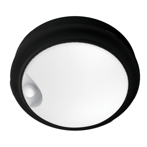 Buy LED Bunker Lights Australia Round LED Bunker Light With Sensor Black Polycarbonate 3CCT - SL7272TC/BK/S