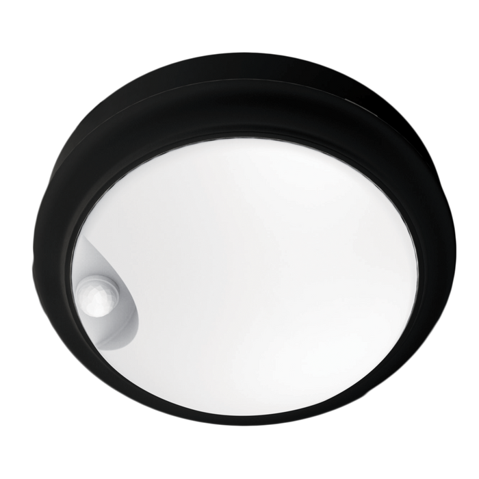 Buy LED Bunker Lights Australia Round LED Bunker Light With Sensor Black Polycarbonate 3CCT - SL7272TC/BK/S