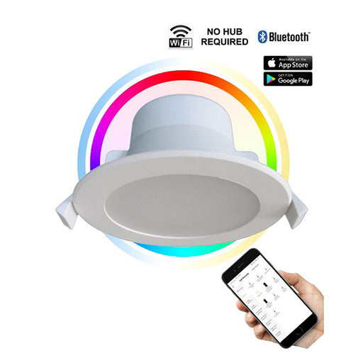 Buy Smart LED Downlights Australia Smart LED Dimmable 9W Round Tri-CCT+RGB Downlight White - SMTNOVA1