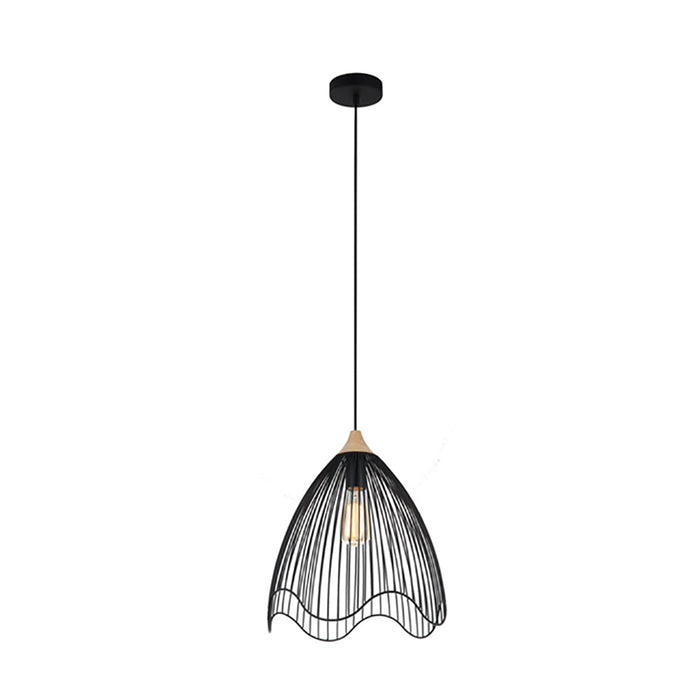 Buy Pendant Lights Australia SPIAGGIA Cone Wavy Edge 1 Light Pendant Black - SPIAGGIA3