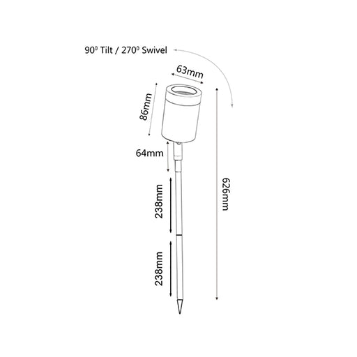 Buy Spike Lights Australia MR16 12V Exterior Adjustable Short Head Spike Light 316 Stainless Steel IP65 - SPMSSS86