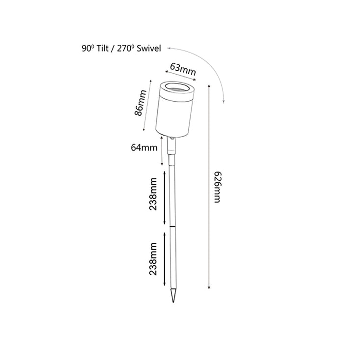 Buy Spike Lights Australia MR16 12V Exterior Adjustable Short Head Spike Light 316 Stainless Steel IP65 - SPMSSS86