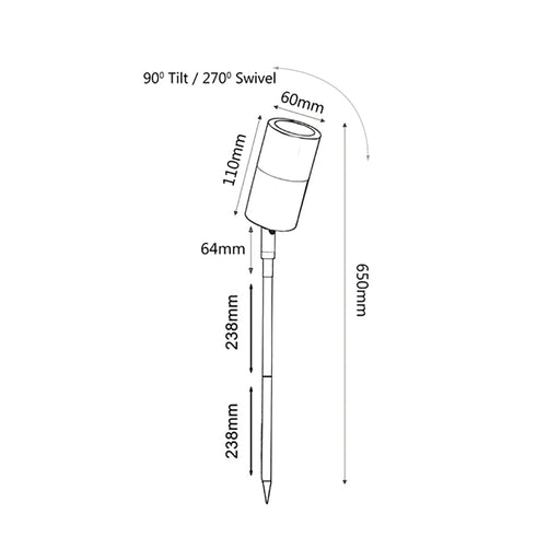 Buy Spike Lights Australia MR16 12V Exterior Adjustable Long Head Spike Light Titanium IP65 - SPMST