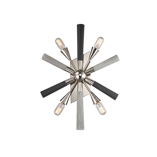 Buy Wall Sconce Australia SPUTNIK Polished Nickel/Dark-Light Grey Washed Wood 4 Light Wall Light - SPUTNIK2
