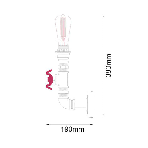 Buy Wall Sconce Australia STEAM Interior Aged Iron Pipe Wall Light 1 Light - STEAM2