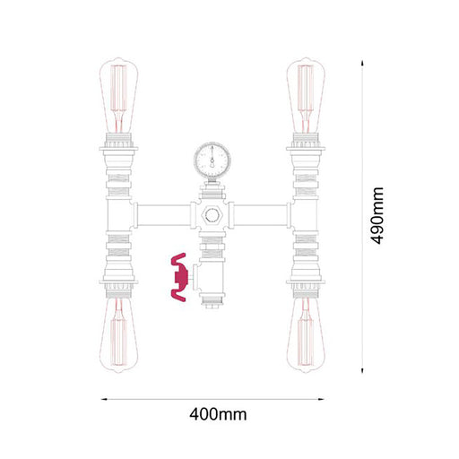 Buy Wall Sconce Australia STEAM Interior Aged Iron Pipe Wall Light 4 Light - STEAM3