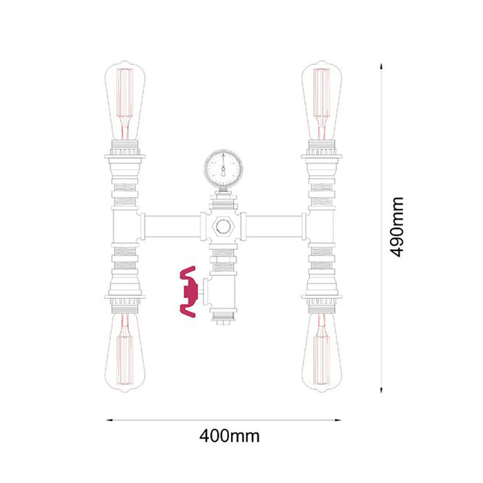 Buy Wall Sconce Australia STEAM Interior Aged Iron Pipe Wall Light 4 Light - STEAM3