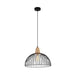 Buy Pendant Lights Australia STRAND Iron And Wood Dome Cage 1 Light Pendant Black - STRAND1