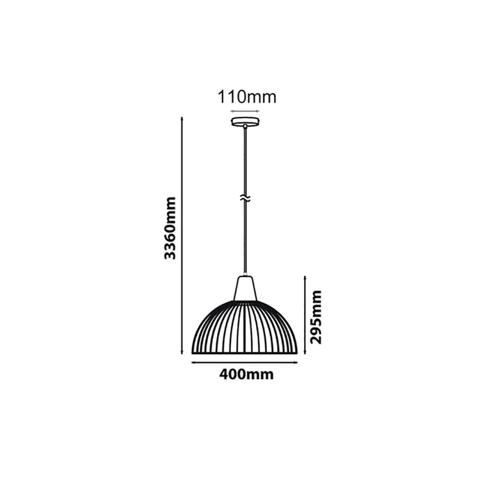 Buy Pendant Lights Australia STRAND Iron And Wood Dome Cage 1 Light Pendant Black - STRAND1