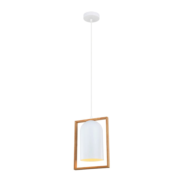 Buy Pendant Lights Australia SWING Oblong Shape Wood Frame 1 Light Pendant White - SWING1