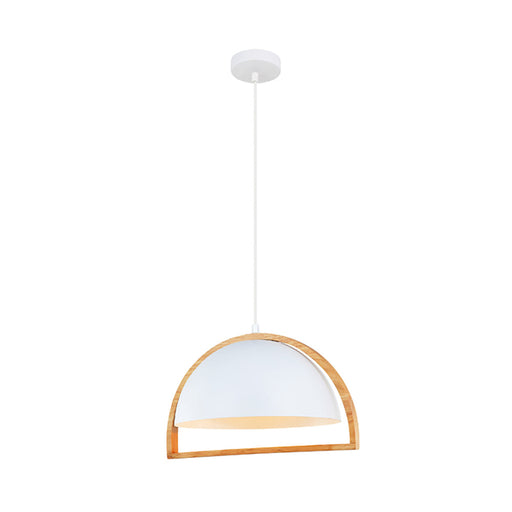 Buy Pendant Lights Australia SWING Dome Shape Wood Frame 1 Light Pendant White - SWING3
