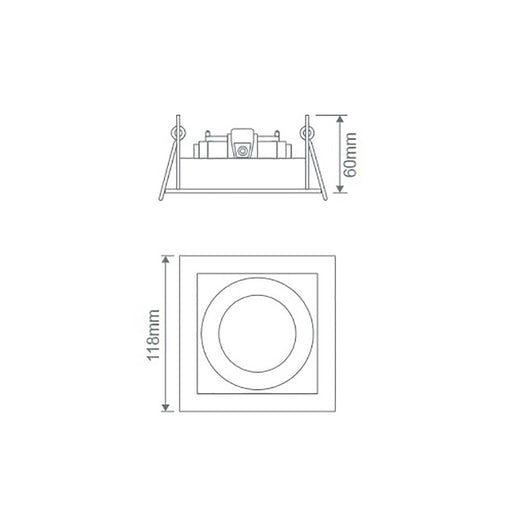 Buy Downlight Frames Australia Slotter Square Downlight Frame W118mm Silver Aluminium - 70001