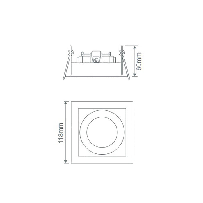 Buy Downlight Frames Australia Slotter Square Downlight Frame W118mm Silver Aluminium - 70001