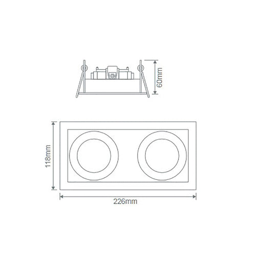 Buy Downlight Frames Australia Slotter Rectangle Downlight Frame L226mm White Aluminium - 70004