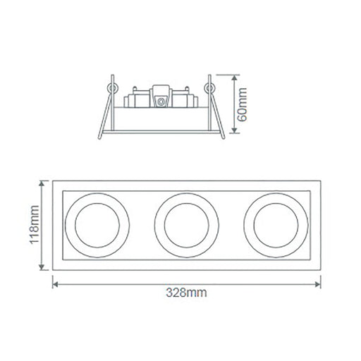 Buy Downlight Frames Australia Slotter Rectangle Downlight Frame L328mm Silver Aluminium - 70005
