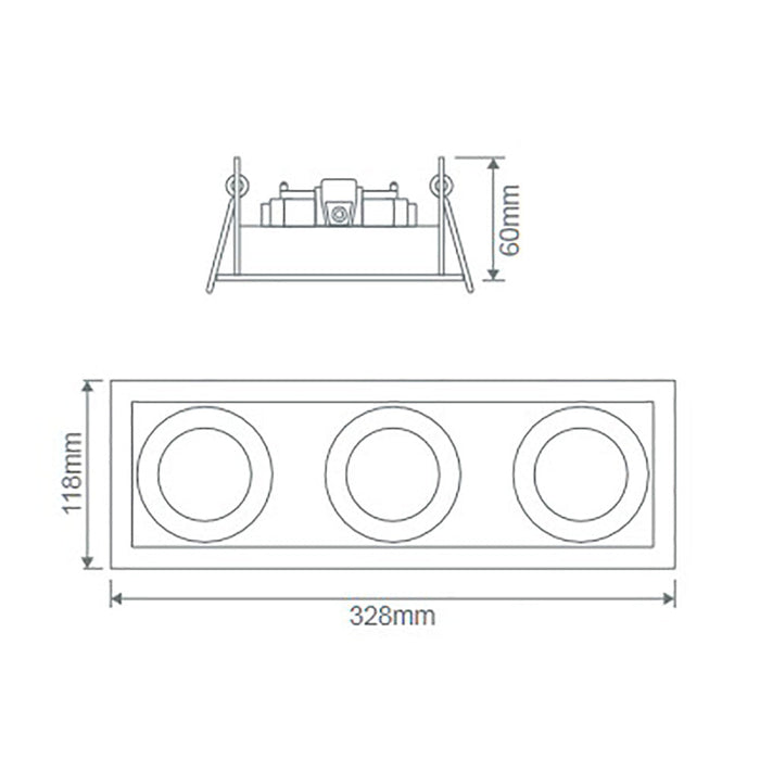 Buy Downlight Frames Australia Slotter Rectangle Downlight Frame L328mm Silver Aluminium - 70005