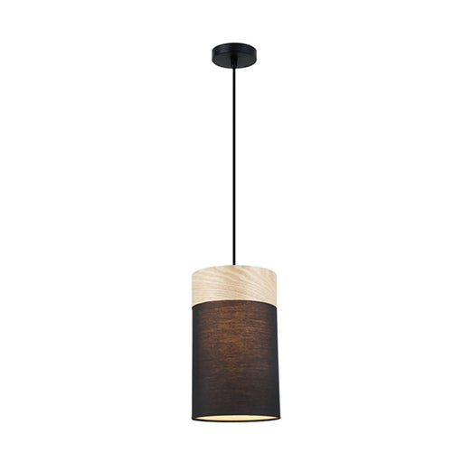 Buy Pendant Lights Australia TAMBURA Black Cloth Shade With Blonde Wood Trim 1 Light Pendant Small - TAMBURA02