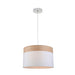 Buy Pendant Lights Australia TAMBURA White Cloth Shade With Blonde Wood Trim 1 Light Pendant Large - TAMBURA05