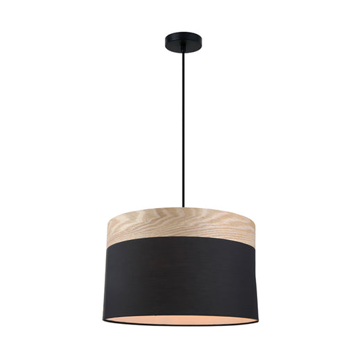 Buy Pendant Lights Australia TAMBURA Black Cloth Shade With Blonde Wood Trim 1 Light Pendant Large - TAMBURA06