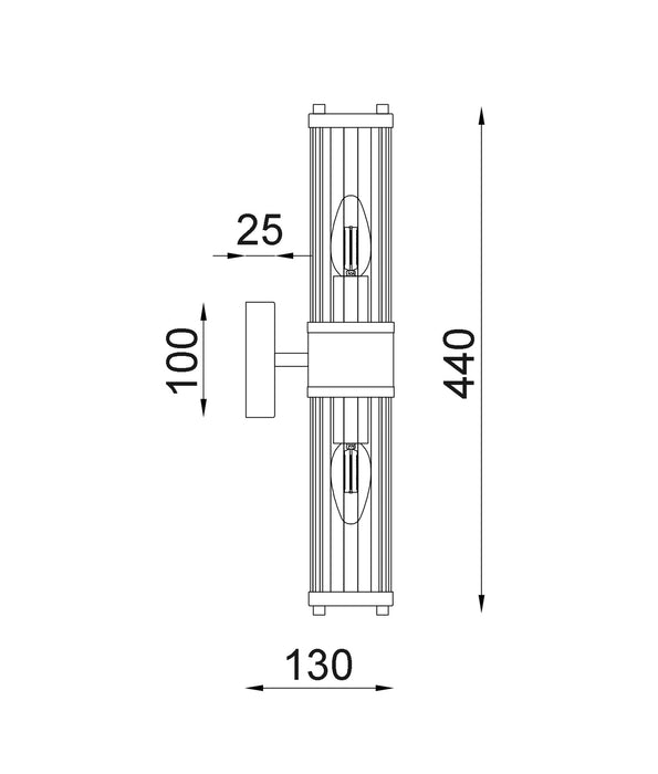 Tiempo Up & Down Wall Light Satin Chrome - TIEMPO3