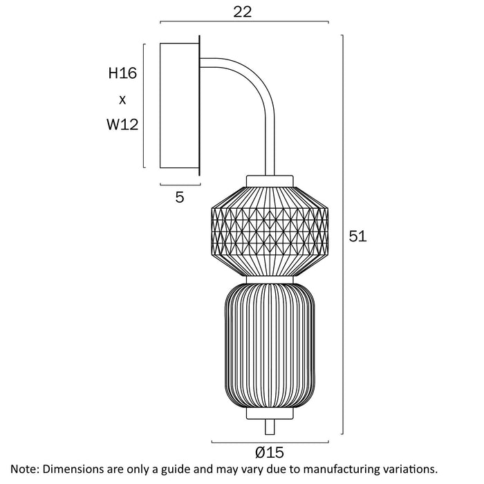 Torso LED Wall Light 12W 3000K Black - TORSO WB-BK