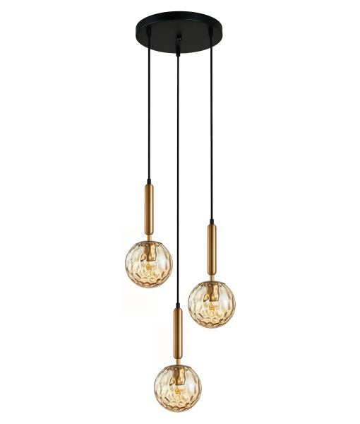 Buy Cluster Pendants Australia Interior Bronze Amber Spherical Glass Shape 3 Light Cluster Pendant - TRATTINO1X3R