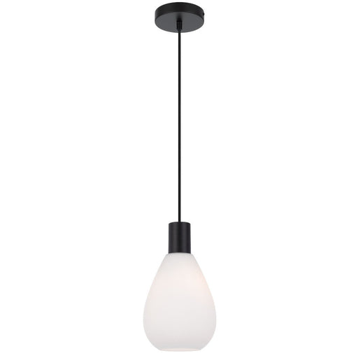 Buy Pendant Lights Australia Tresor 1 Light Pendant Matt Black & Opal Matt - TRESOR PE1-BKOM