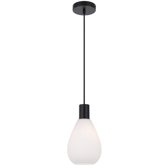 Buy Pendant Lights Australia Tresor 1 Light Pendant Matt Black & Opal Matt - TRESOR PE1-BKOM