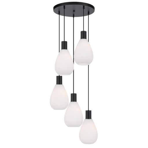 Buy Cluster Pendants Australia Tresor 5 Light Cluster Pendant Matt Black & Opal Matt - TRESOR PE5-BKOM
