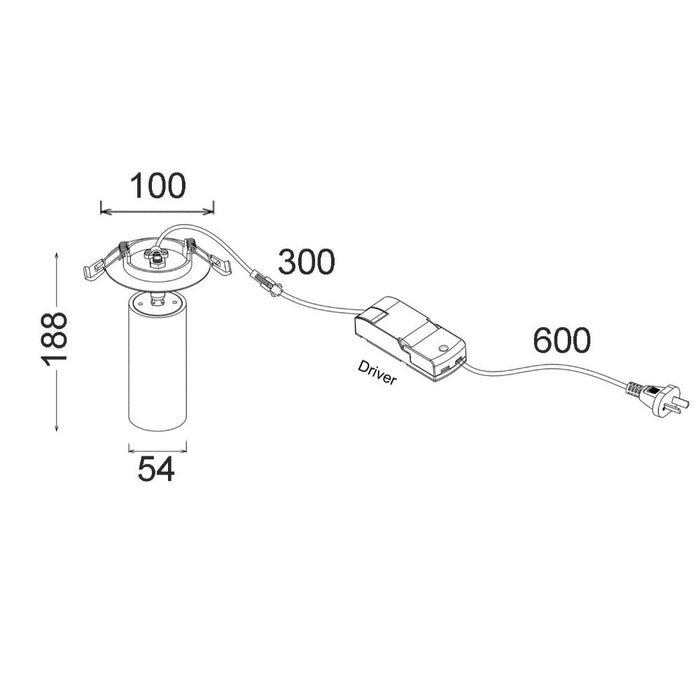 Buy Recessed Spotlight Australia Tubo Recessed Spotlight White Aluminium 3CCT - TUBO1