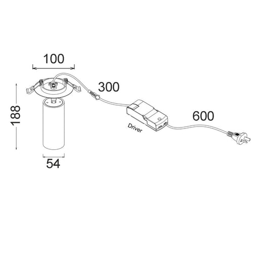 Buy Recessed Spotlight Australia Tubo Recessed Spotlight Black Aluminium 3CCT - TUBO2