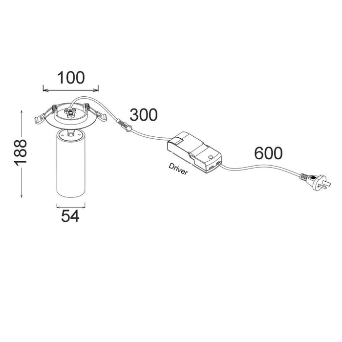 Buy Recessed Spotlight Australia Tubo Recessed Spotlight Black Aluminium 3CCT - TUBO2
