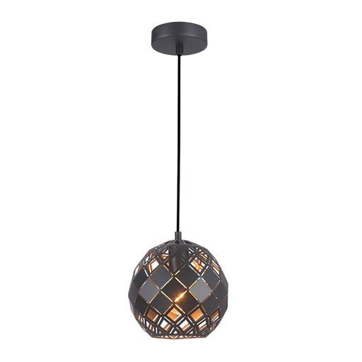 Buy Pendant Lights Australia TUILE Interior Embossed Tiled Iron 1 Light Pendant Small Black - TUILE1