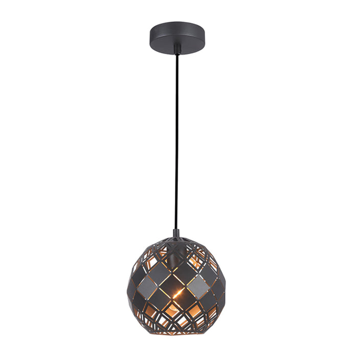 Buy Pendant Lights Australia TUILE Interior Embossed Tiled Iron 1 Light Pendant Small Black - TUILE1