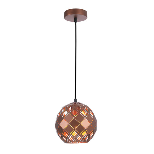 Buy Pendant Lights Australia TUILE Interior Embossed Tiled Iron 1 Light Pendant Small Coffee - TUILE3