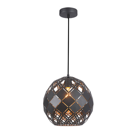 Buy Pendant Lights Australia TUILE Interior Embossed Tiled Iron 1 Light Pendant Large Black - TUILE4