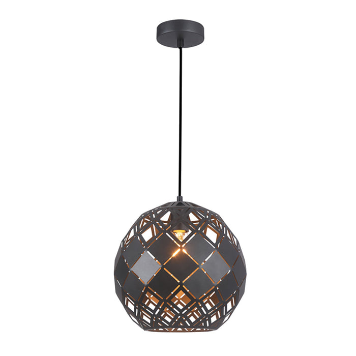 Buy Pendant Lights Australia TUILE Interior Embossed Tiled Iron 1 Light Pendant Large Black - TUILE4