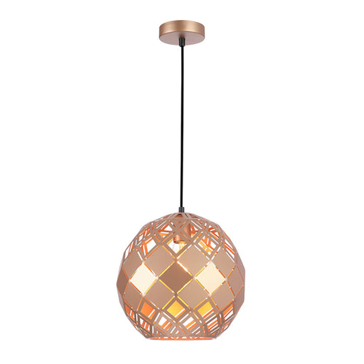 Buy Pendant Lights Australia TUILE Interior Embossed Tiled Iron 1 Light Pendant Large Champagne Gold - TUILE5