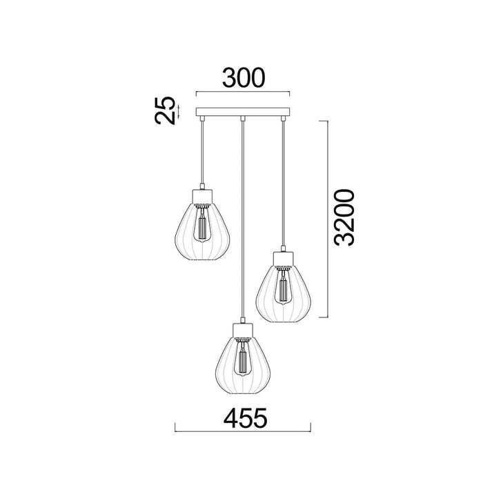 Buy Cluster Pendants Australia Interior Black Smoke Wine Glass Ribbed 3 Light Cluster Pendant - TULIP2X3R